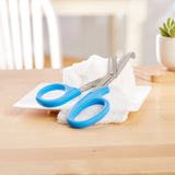 McKesson Medicut™ Trauma Shears 7-1/4 Inch Length Medical Grade Stainless Steel Blue Finger Ring Handle Angled Blunt Tip / Blunt Tip (1078271_EA) 1/EA