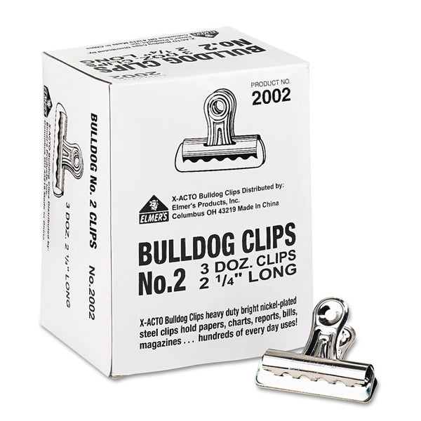 X-ACTO® Bulldog Clips, Medium, Nickel, 36/Box (EPI2002LMR)