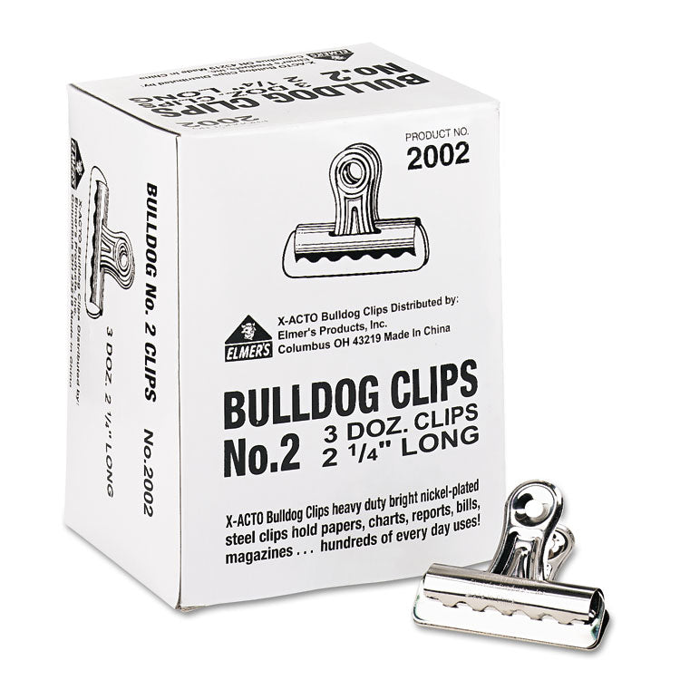 X-ACTO® Bulldog Clips, Medium, Nickel, 36/Box (EPI2002LMR)