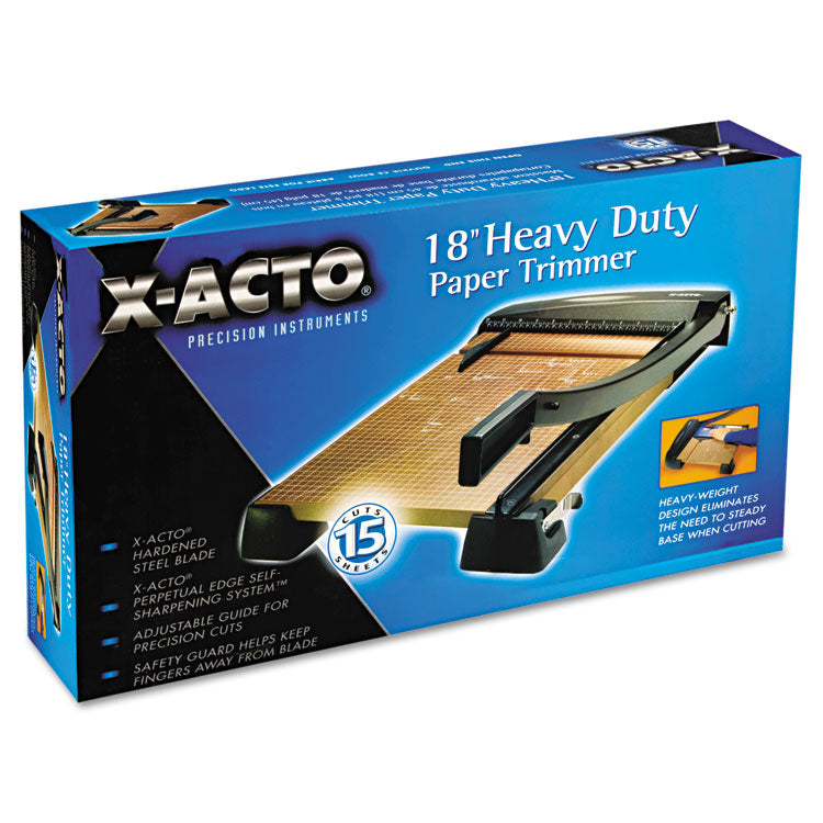 X-ACTO® Heavy-Duty Wood Base Guillotine Trimmer, 15 Sheets, 18" Cut Length, 12 x 18 (EPI26358) Each