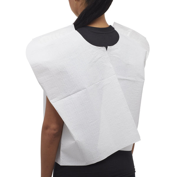 McKesson Exam Cape White One Size Fits Most Front / Back Opening Without Closure Unisex Disposable (146463_CS) 100/CS