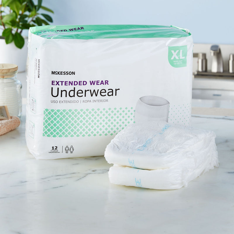 McKesson Unisex Adult Absorbent Underwear Pull On with Tear Away Seams X-Large Disposable Heavy Absorbency (1123840_CS) 48/CS
