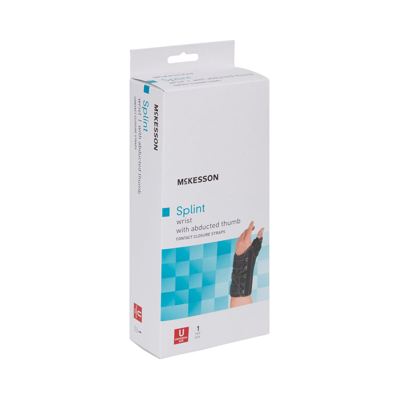 McKesson Wrist Brace with Thumb Spica Left Hand Black One Size Fits Most (1159147_EA) 1/EA