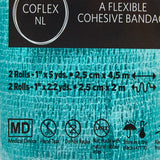 CoFlex® NL Cohesive Bandage 1 Inch X 5 Yard Self-Adherent Closure Teal / Blue / White / Purple / Green NonSterile 12 lbs. Tensile Strength (627155_CS) 30/CS