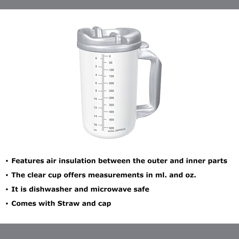 Whirley-DrinkWorks!™ Insulated Drinking Mug 20 oz. Clear Cup / Granite Lid Plastic Reusable (570986_EA) 1/EA