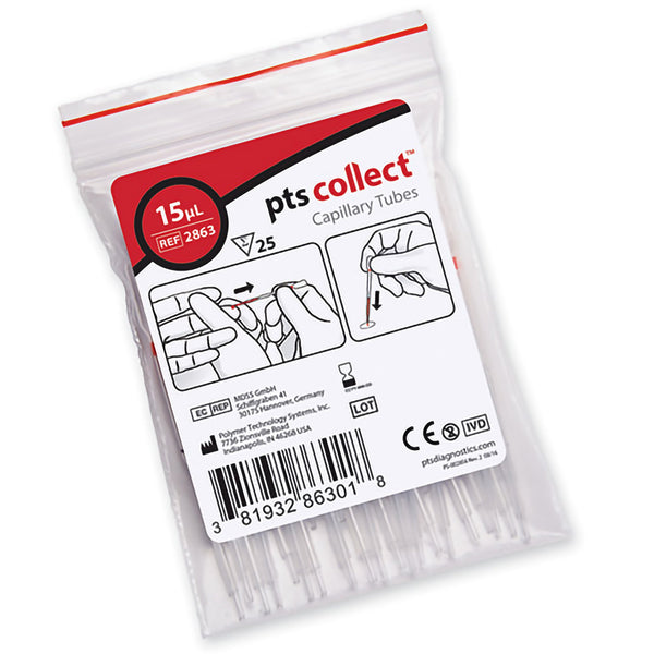 PTS Diagnostics Capillary Blood Collection Tube Plain 15 µL Without Closure Glass Tube (957810_BG) 25/BG