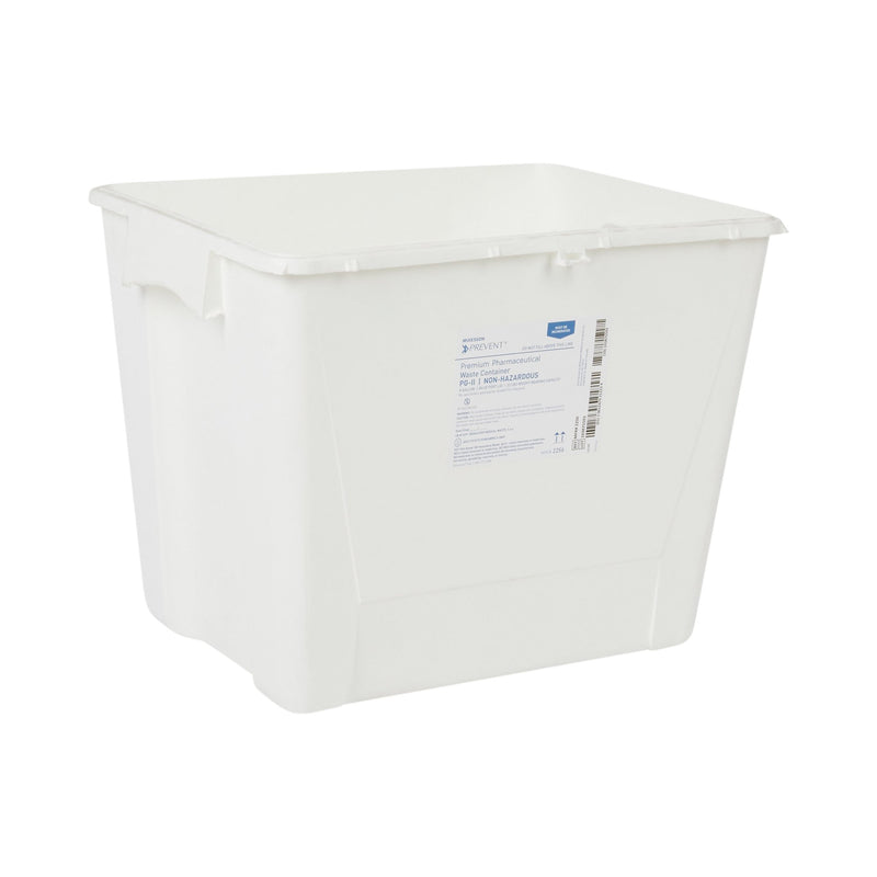 McKesson Prevent® Pharmaceutical Waste Container White Base 13-1/2 H X 17-3/10 W X 13 L Inch Vertical Entry 8 Gallon (1011862_CS) 9/CS