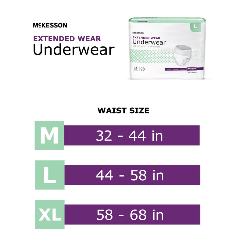 McKesson Unisex Adult Absorbent Underwear Pull On with Tear Away Seams Large Disposable Heavy Absorbency (1123839_CS) 56/CS