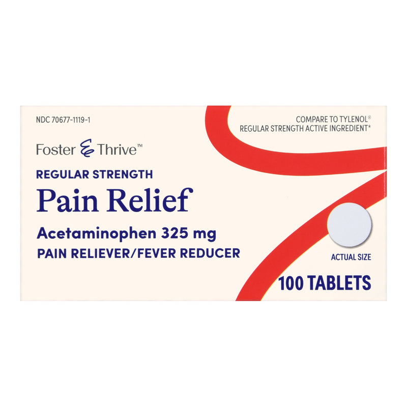 Foster & Thrive™ Pain Relief 325 mg Strength Acetaminophen Tablet 100 per Bottle (1238910_BT) 1/BT