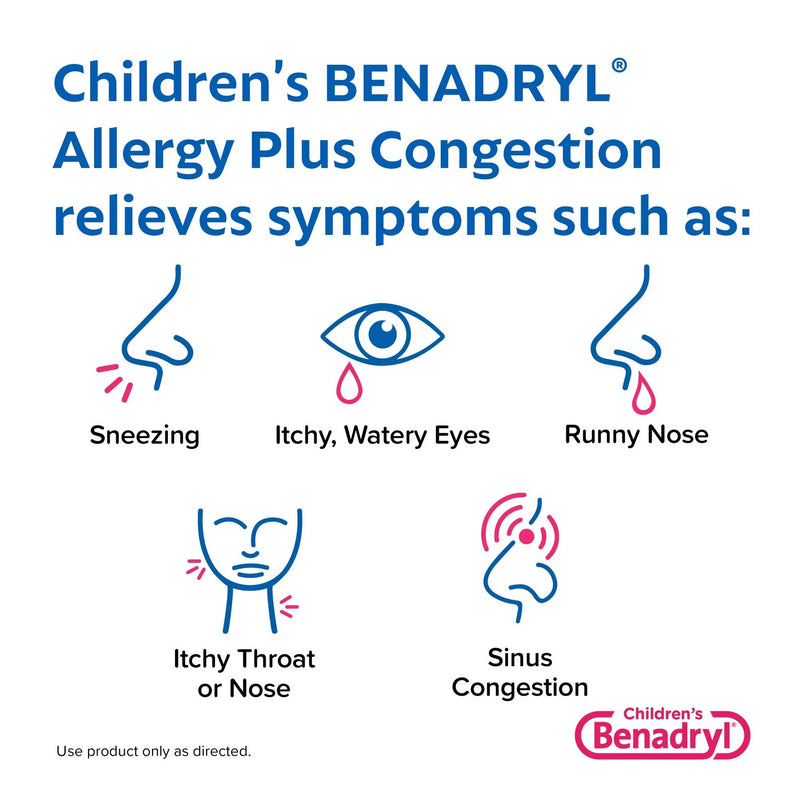 Children’s BENADRYL® Allergy Plus Congestion Children's Allergy Relief 12.5 mg - 5 mg Strength Liquid 4 oz. (1252651_EA) 1/EA