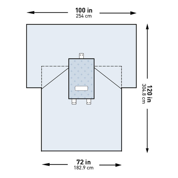 McKesson Abdominal Drape Transverse Laparotomy Drape 100 W X 72 W X 120 L Inch Sterile (1101292_CS) 14/CS