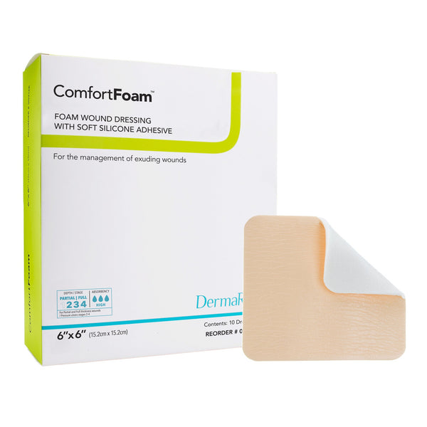 ComfortFoam™ Border Foam Dressing 6 X 6 Inch With Border Waterproof Backing Silicone Adhesive Square Sterile (835616_EA) 1/EA