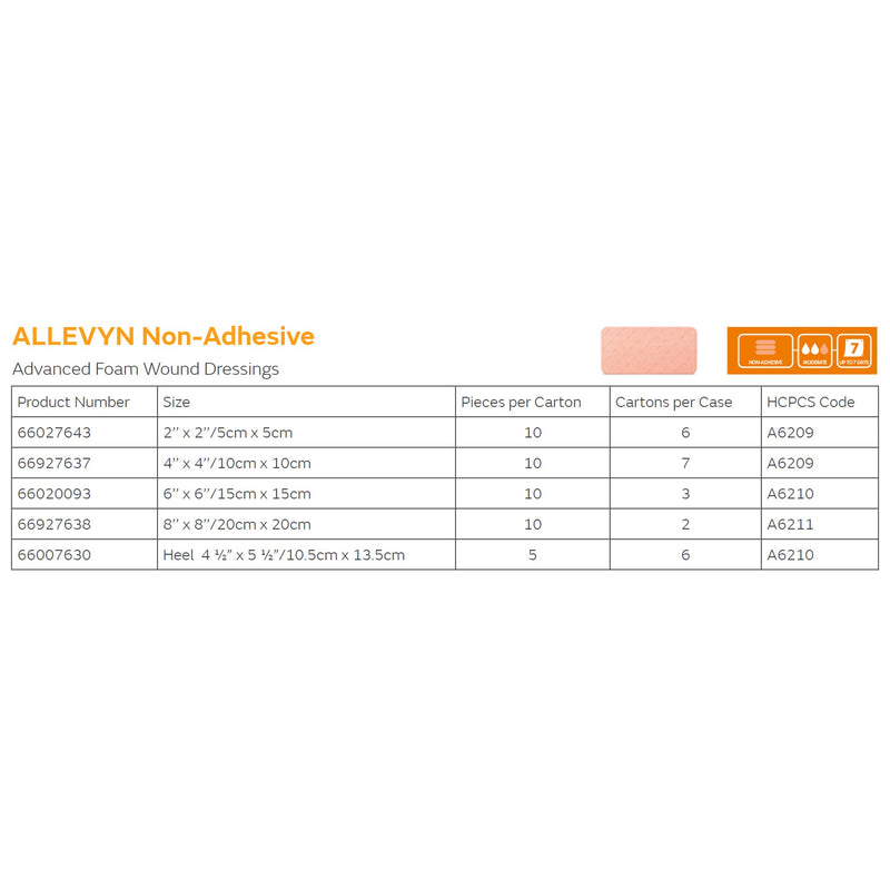 Allevyn Foam Dressing 2 X 2 Inch Without Border Film Backing Nonadhesive Square Sterile (222289_EA) 1/EA
