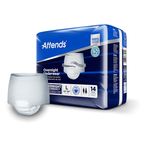 Attends® Overnight Unisex Adult Absorbent Underwear Pull On with Tear Away Seams Large Disposable Heavy Absorbency (830764_BG) 14/BG