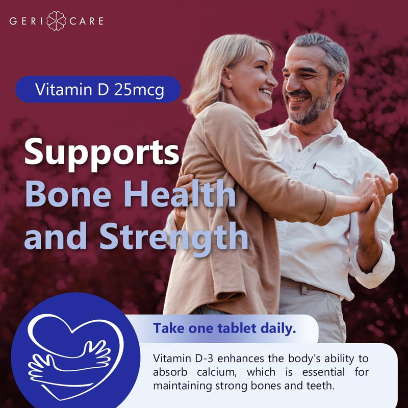 Geri-Care® Vitamin Supplement Vitamin D3 1,000 IU Strength Tablet 100 per Bottle (866980_BT) 1/BT