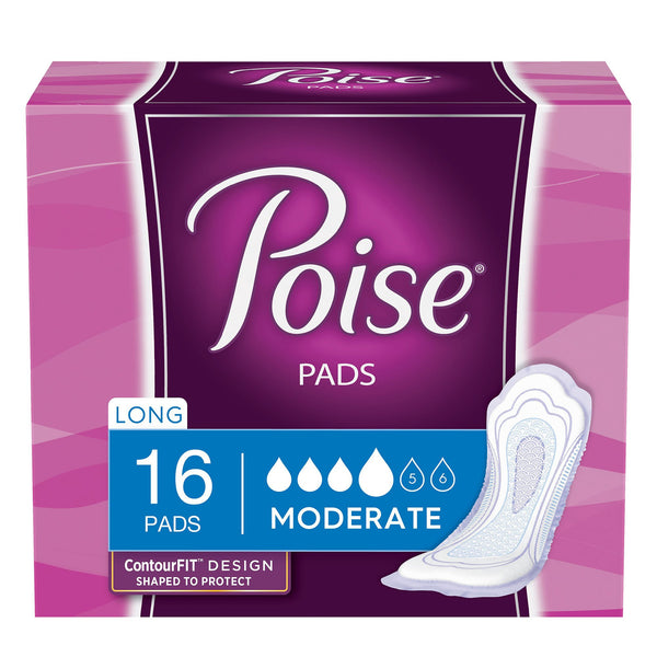 Poise® Bladder Control Pad 12.2 Inch Length Moderate Absorbency Sodium Polyacrylate Core Regular (518188_PK) 16/PK