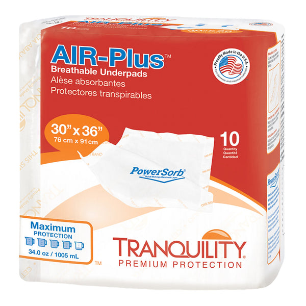 Tranquility® AIR-Plus™ Disposable Underpad 30 X 36 Inch Powersorb® Material Heavy Absorbency (816455_BG) 10/BG