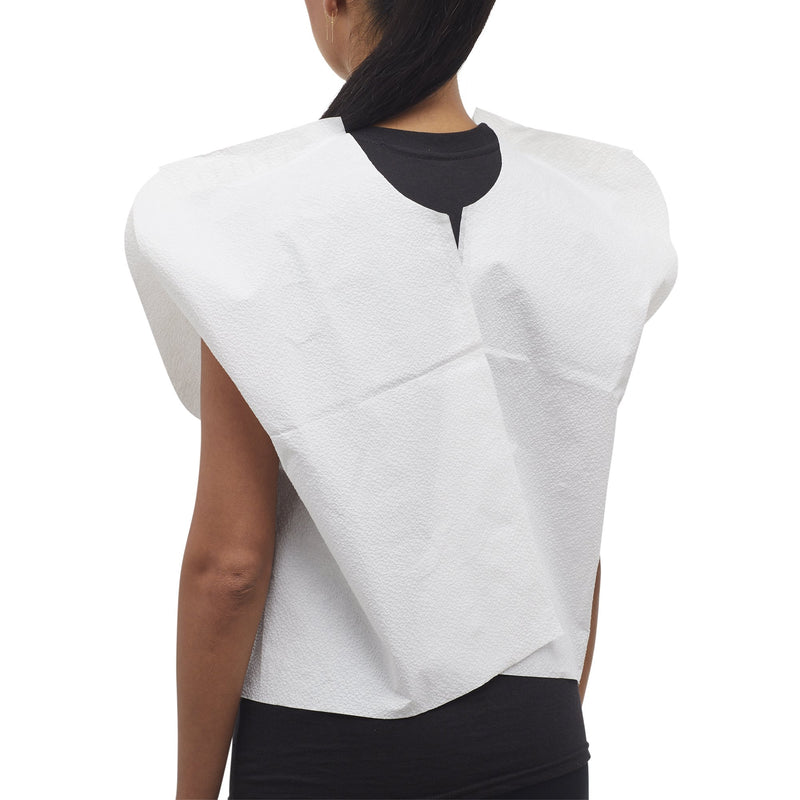 McKesson Exam Cape White One Size Fits Most Front / Back Opening Without Closure Unisex Disposable (201063_CS) 100/CS