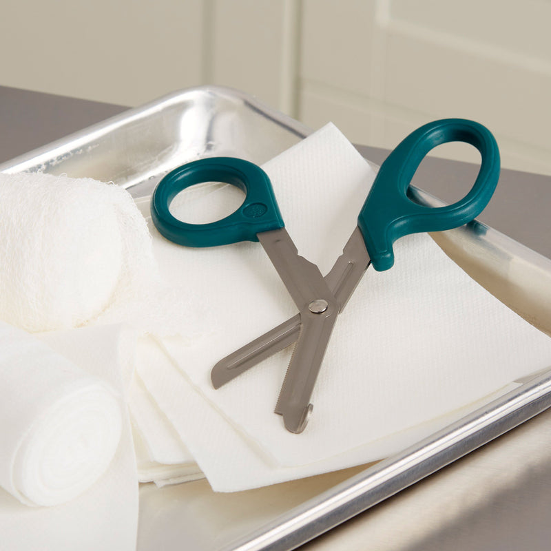 McKesson Medicut™ Trauma Shears Green 7-1/4 Inch Length Medical Grade Stainless Steel NonSterile Finger Ring Handle Blunt Tip / Blunt Tip (1089413_CS) 10/CS