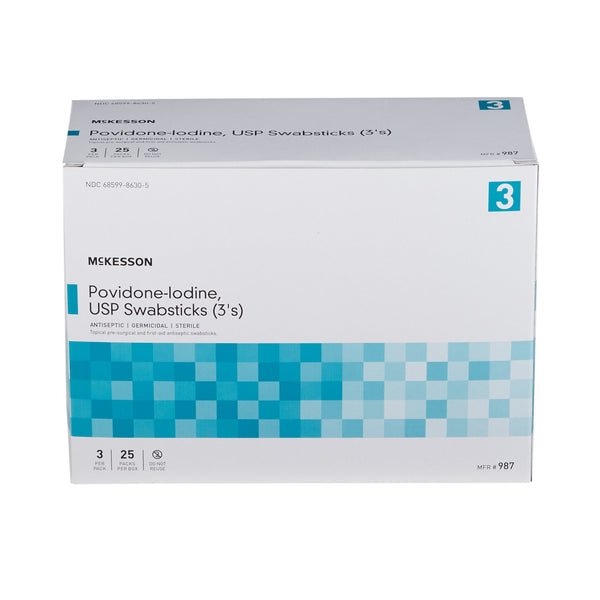 McKesson Impregnated Swabstick 10% Strength Povidone-Iodine Individual Packet Sterile (854753_PK) 1/PK
