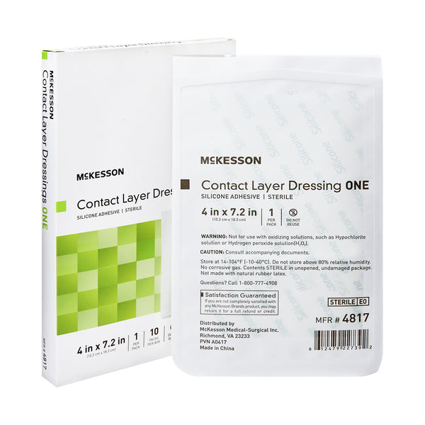 McKesson Wound Contact Layer Dressing 4 X 7.2 Inch Sterile (1083096_CS) 70/CS