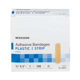 McKesson Adhesive Strip 3/4 X 3 Inch Plastic Rectangle Tan Sterile (464083_BX) 1/BX