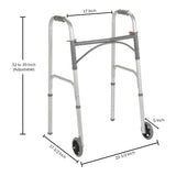 McKesson Dual Release Folding Walker with Wheels Adjustable Height Steel Frame 350 lbs. Weight Capacity 32 to 39 Inch Height (1128891_EA) 1/EA