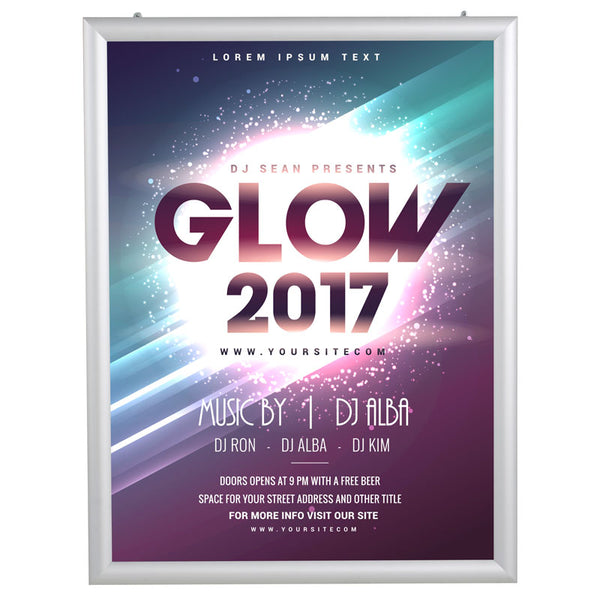 Portable 1.77" Snap Frame Poster size 36"x48"Silver with white backing and Pet cover (UCN455NP36X2000) Each