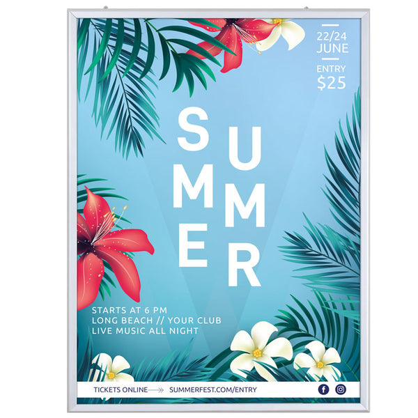Portable 1.25" Snap Frame Poster size 36"x48"Silver with white backing and Pet cover (UCN325NP36X2000) Each