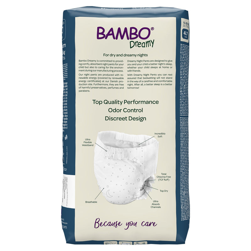 Bambo® Dreamy Night Pant Unisex Youth Training Pants Pull On with Tear Away Seams Size 4 to 7 Years Disposable Heavy Absorbency (1255464_PK) 10/PK