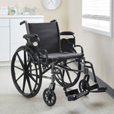 McKesson Lightweight Wheelchair Dual Axle Desk Length Arm Swing-Away Footrest Black Upholstery 20 Inch Seat Width Adult 300 lbs. Weight Capacity (1065286_EA) 1/EA