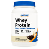 Nutricost Whey Protein Concentrate Oral Supplement Vanilla Flavor Powder 1.5 lb. Canister (1270266_BT) 1/BT