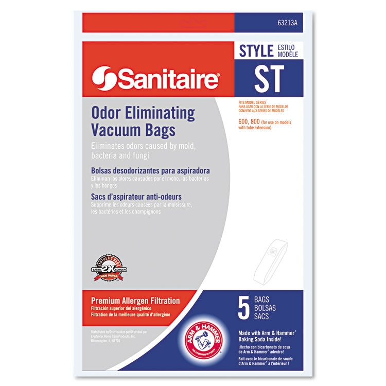 Sanitaire® Style ST Disposable Vacuum Bags for SC600 and SC800 Series, 5/Pack, 10 Packs/Carton (EUR63213B10CT) 10 Packs of 5