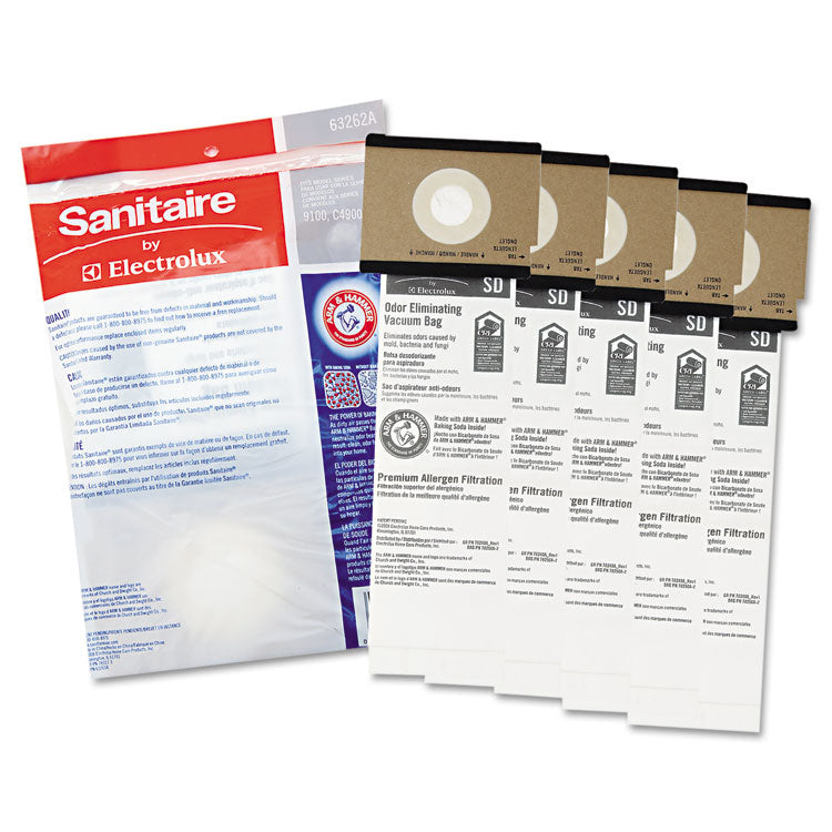 Sanitaire® SD Premium Allergen Vacuum Bags for SC9100 Series, 5/Pack, 10 Packs/Carton (EUR63262B10CT)