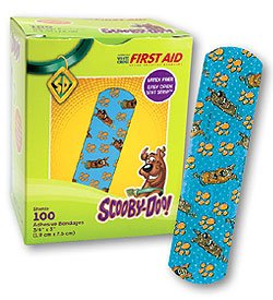 American® White Cross Stat Strip® Adhesive Strip 3/4 X 3 Inch Plastic Rectangle Kid Design (Scooby Doo) Sterile (905367_BX) 100/BX