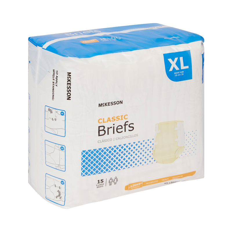 McKesson Classic Unisex Adult Incontinence Brief X-Large Disposable Light Absorbency (973141_BG) 15/BG
