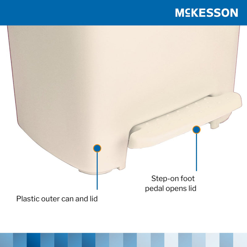 McKesson Trash Can 32 Quart / 8 gal. Beige Plastic Rectangular (1223711_CS) 1/CS