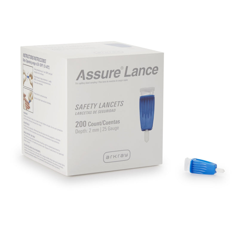 Assure® Safety Lancet 25 Gauge Protective Safety Cap Push Button Activation Finger (668950_BX) 1/BX