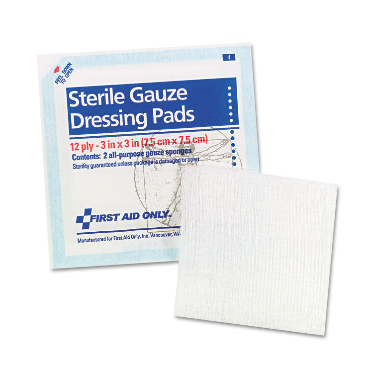 First Aid Only™ FAOFAE5005 SmartCompliance Gauze Pads, Sterile, 12-Ply ...