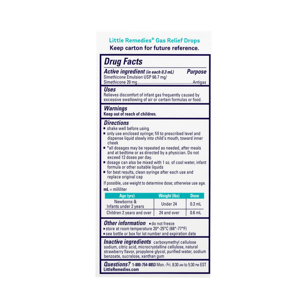 Little Remedies® Gas Relief 40 mg / 0.6 mL Strength Oral Drops 1 oz. (982801_EA) 1/EA