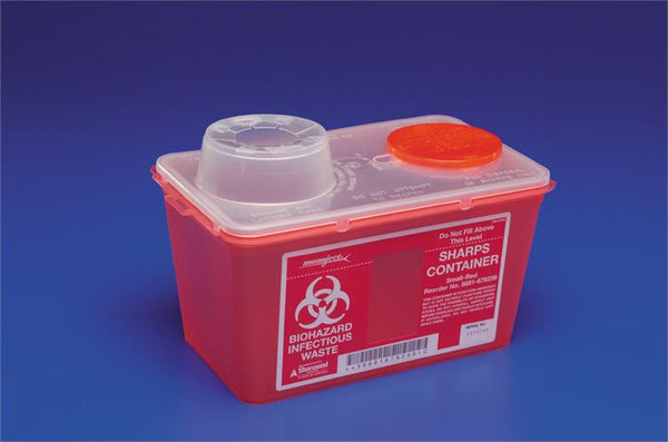 Monoject™ Sharps Container Red Base 17-7/10 H X 6-3/4 W X 10-1/2 D Inch Vertical Entry 3.5 Gallon (163410_CS) 10/CS