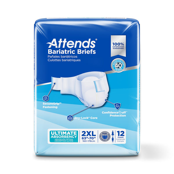 Attends® Bariatric Unisex Adult Incontinence Brief 2X-Large Disposable Heavy Absorbency (950227_BG) 12/BG