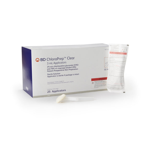 ChloraPrep™ Clear Skin Prep Solution 3 mL Foam Applicator 2% / 70% Strength CHG (Chlorhexidine Gluconate) / Isopropyl Alcohol Sterile (1189869_CT) 25/CT