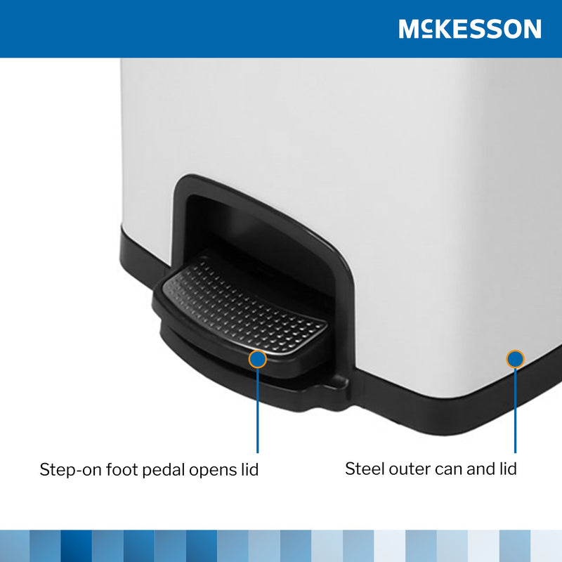 McKesson Trash Can 32 Quart / 8 gal. White Metal Square (1223678_EA) 1/EA