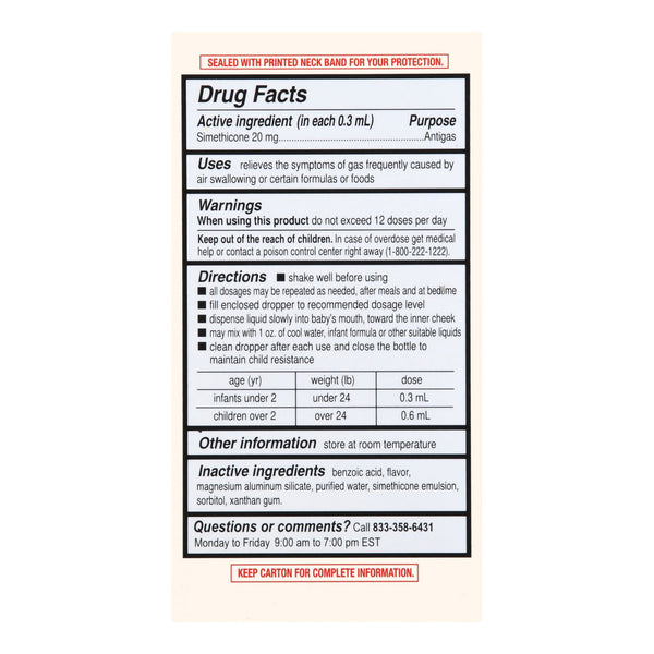 Foster & Thrive™ Infant Gas Relief 20 mg / 0.3 mL Strength Oral Drops 1 oz. (1235094_BT) 1/BT