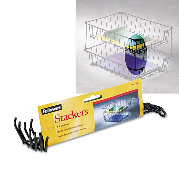 Fellowes® Desk Tray Stacking Posts for 5" Capacity Trays, Wire, Black, 4 Posts/Set (FEL64112)