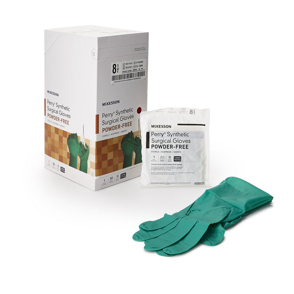 McKesson Perry® Performance Plus Surgical Glove Size 8.5 Sterile Polychloroprene Standard Cuff Length Smooth Dark Green Chemo Tested (1044741_BX) 50/BX