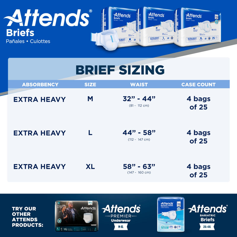 Attends® Care Advanced Unisex Adult Incontinence Brief Large Disposable Heavy Absorbency (1247853_BG) 25/BG