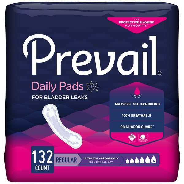 Prevail® Daily Pads Bladder Control Pad 16 Inch Length Heavy Absorbency Polymer Core One Size Fits Most (810357_PK) 33/PK