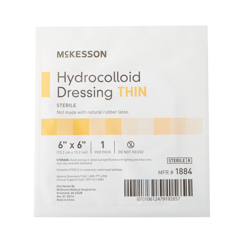 McKesson Thin Hydrocolloid Dressing Film Backing 6 X 6 Inch Square Hydrocolloid / Film (882983_EA) 1/EA